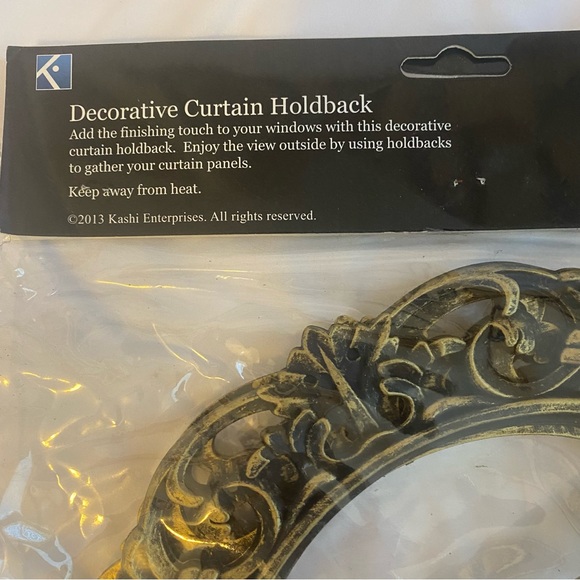 Curtain Tie-backs - 2 pack - decorative antique finish 10x7” - Picture 2 of 7